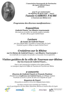 Année Gabriel Faure - 2007 : exposition, lectures, croisières, visites guidées, concerts